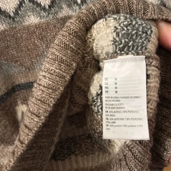 American Eagle Outfitters Aztec Southwestern Sweater Tan Brown Size Medium - Picture 7 of 11